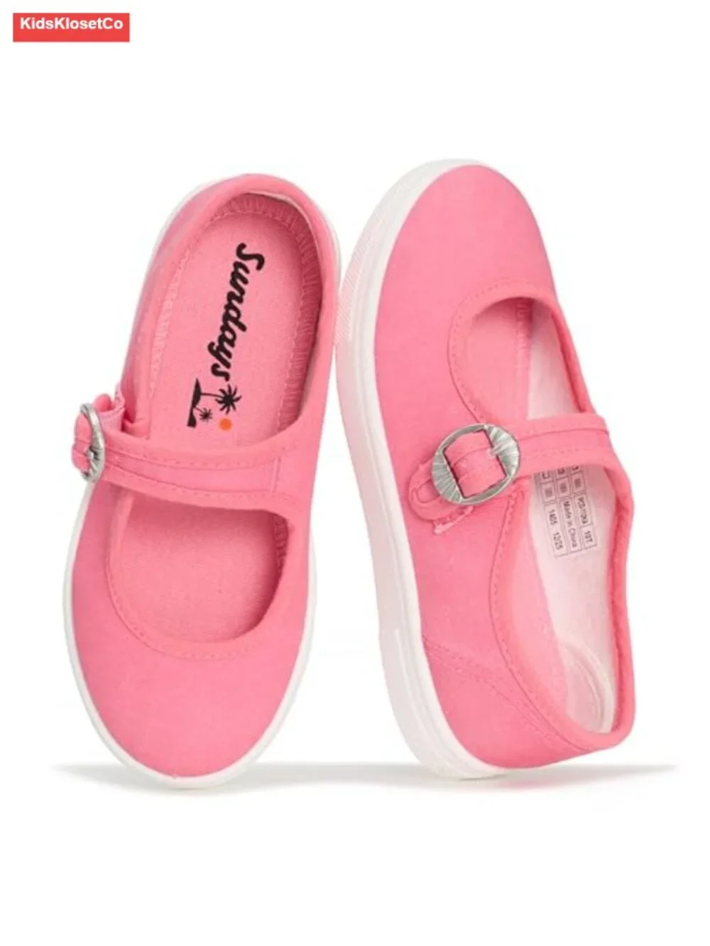 Girls Canvas Mary Jane Sneakers - Lightweight Terry Lining Flat Shoes